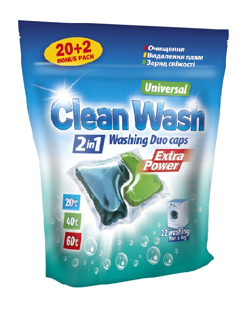 Капсулы для стирки Гелевые Clean Wash 22 шт. (15313082) - фото 1