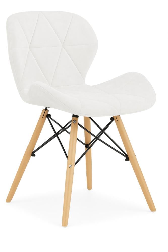 Крісло обіднє м'яке Bonro B-531 велюрове на дерев'яних ніжках Білий (147-76-42401095)