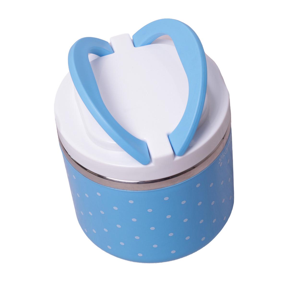 Ланч-бокс для еды с ручками Kamille KM-2102 из нержавеющей стали и пластика 680 мл Голубой (150-84-2102.2)