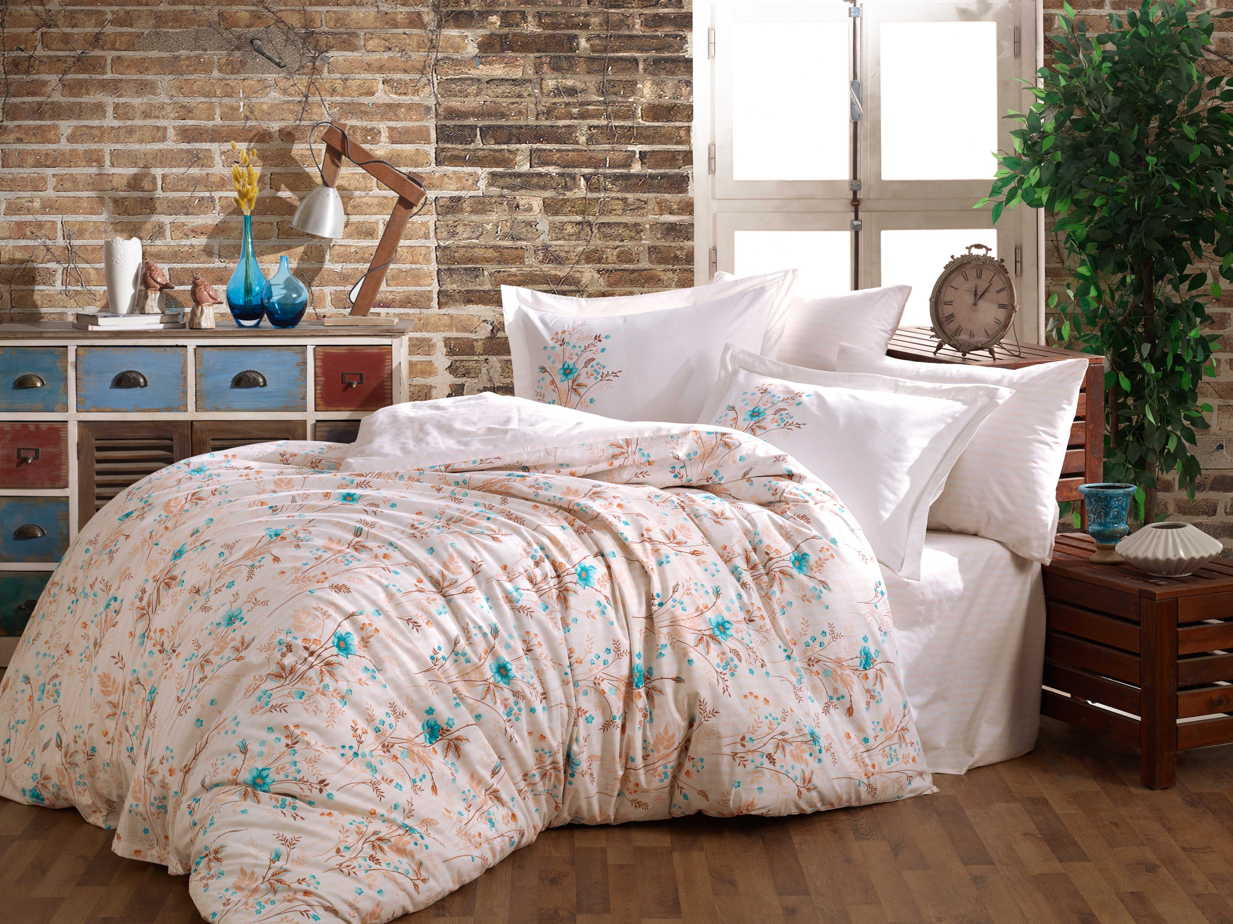 Комплект постільної білизни Hobby Poplin Royal 200х220 см/50х70 см 2 шт. Бірюзовий