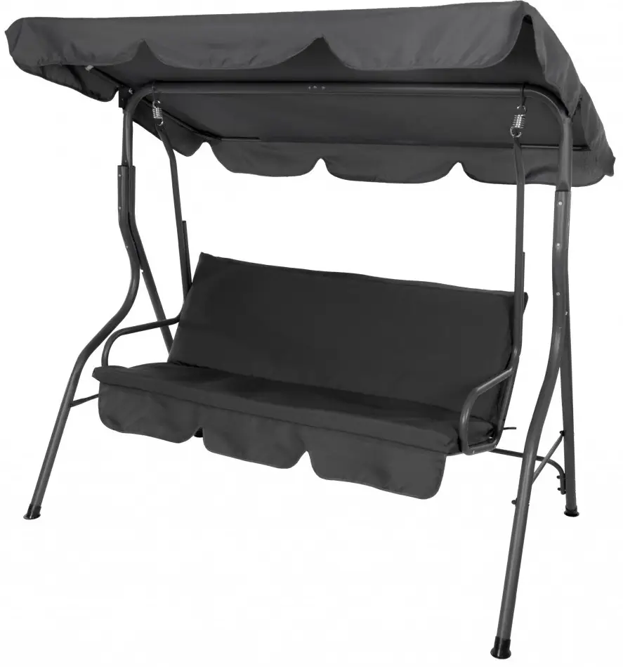 Качели садовые Bonro Relax 3-местные с металлическим каркасом и регулируемым козырьком Графитовый (29-76-80000009)