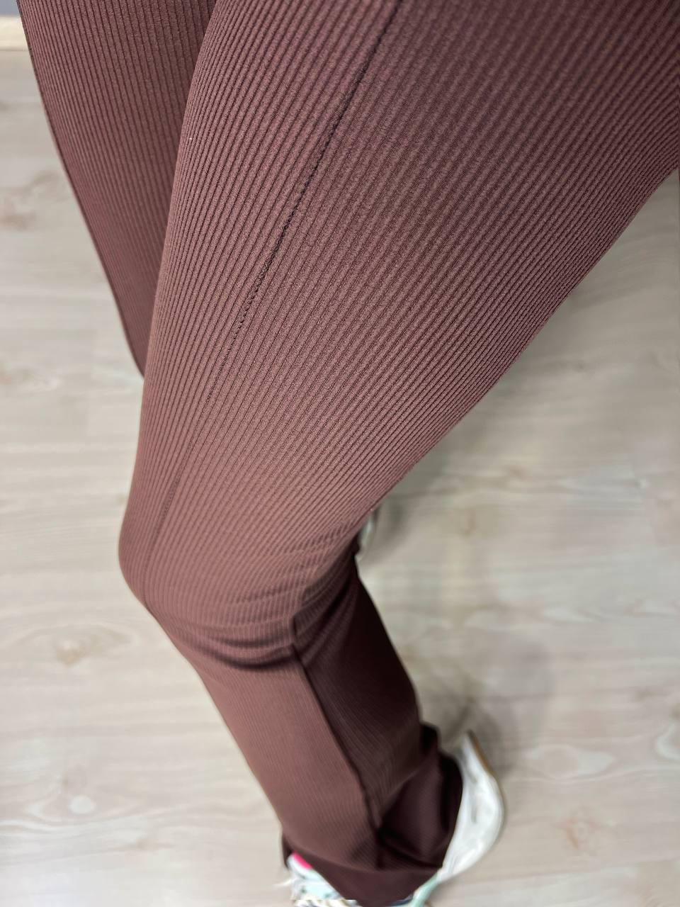 Лосины женские Prenses 535 с высокой посадкой и разрезами клеш L Коричневый (4063) - фото 9