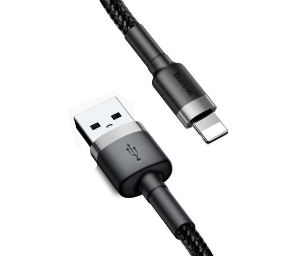 Кабель Data BASEUS Cafule Cable USB-Lightning 2,4A 1 м Серый/Черный (06CALKLF-BG1) - фото 1 Кабель Data BASEUS Cafule Cable USB-Lightning 2,4A 1 м Серый/Черный (06CALKLF-BG1) - фото 1