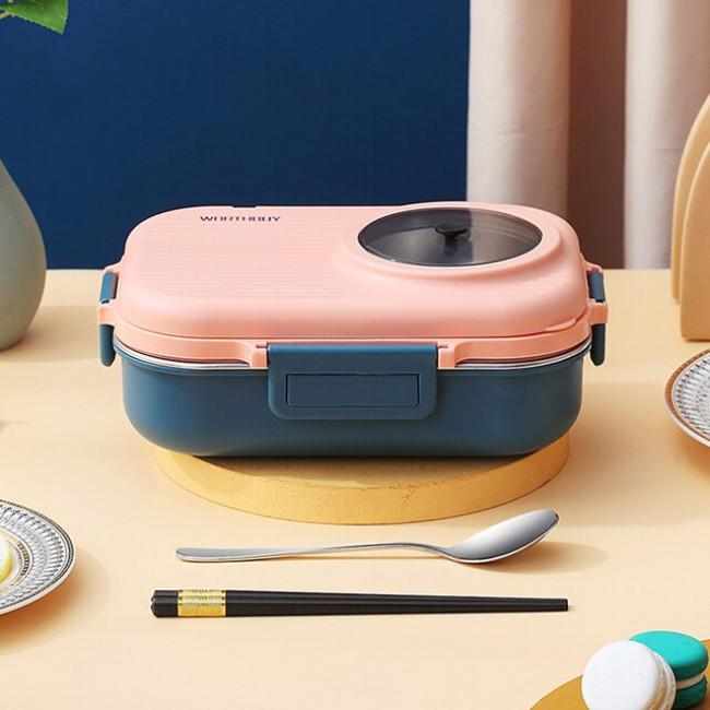 Ланч-бокс Cosmo з приладами 1,1 л Синій/Рожевий (403312)