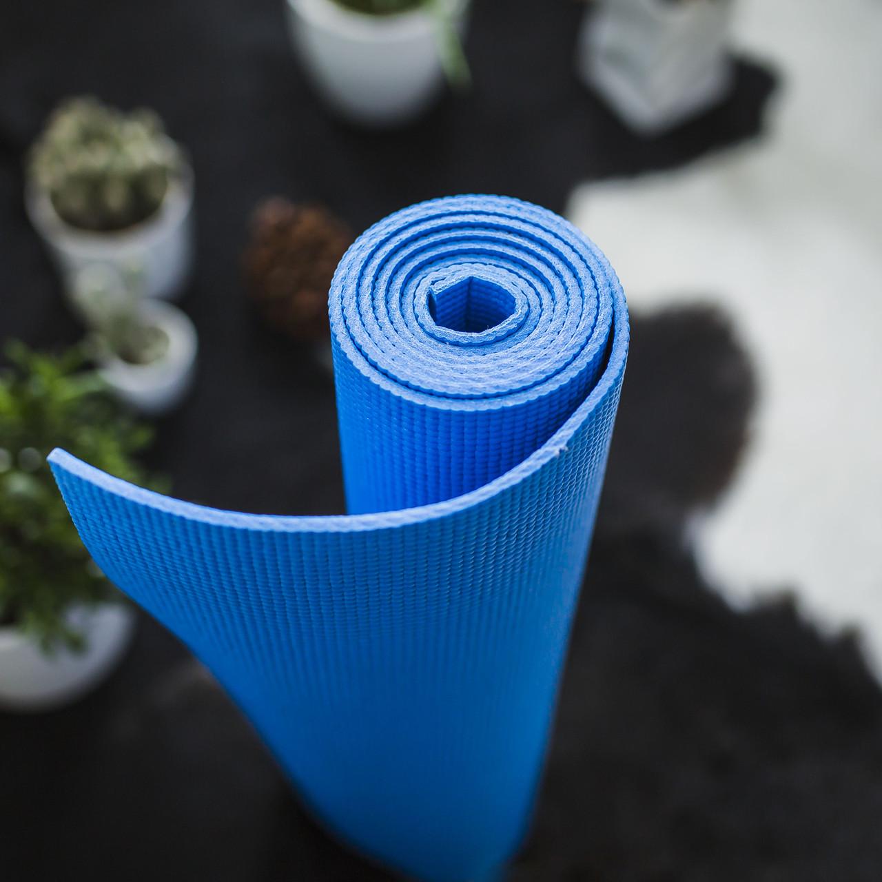 Коврик для йоги и фитнеса Power System PS-4014 PVC Fitness Yoga Mat Blue 173х61х0,6 см (15272638) - фото 8