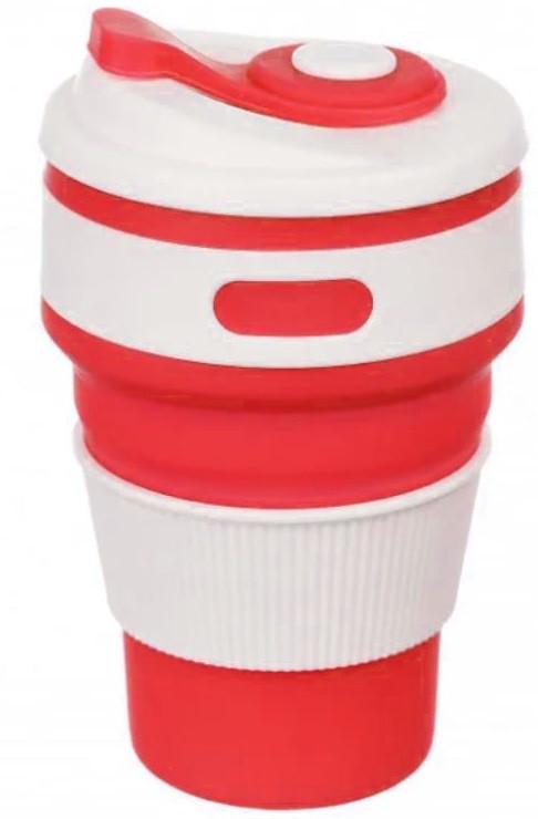 Чашка складная силиконовая Collapsible 5332 с крышкой 350мл, красная Чашка складная силиконовая Collapsible 5332 с крышкой 350мл, красная