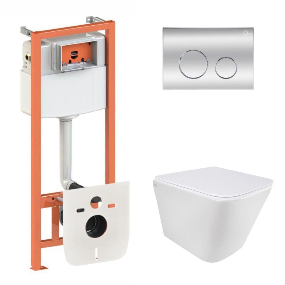 Комплект инсталляции Qtap Nest 4в1 унитаз подвесной Tern Ultra Quiet/круглая клавиша Chrome (24141730)