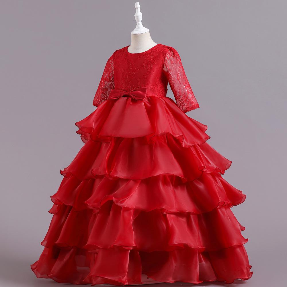 Сукня нарядна святкова KatyKids Ліліт для дівчинки з багатошаровою спідницею та мереживним верхом 130 см Червоний (11049050801)