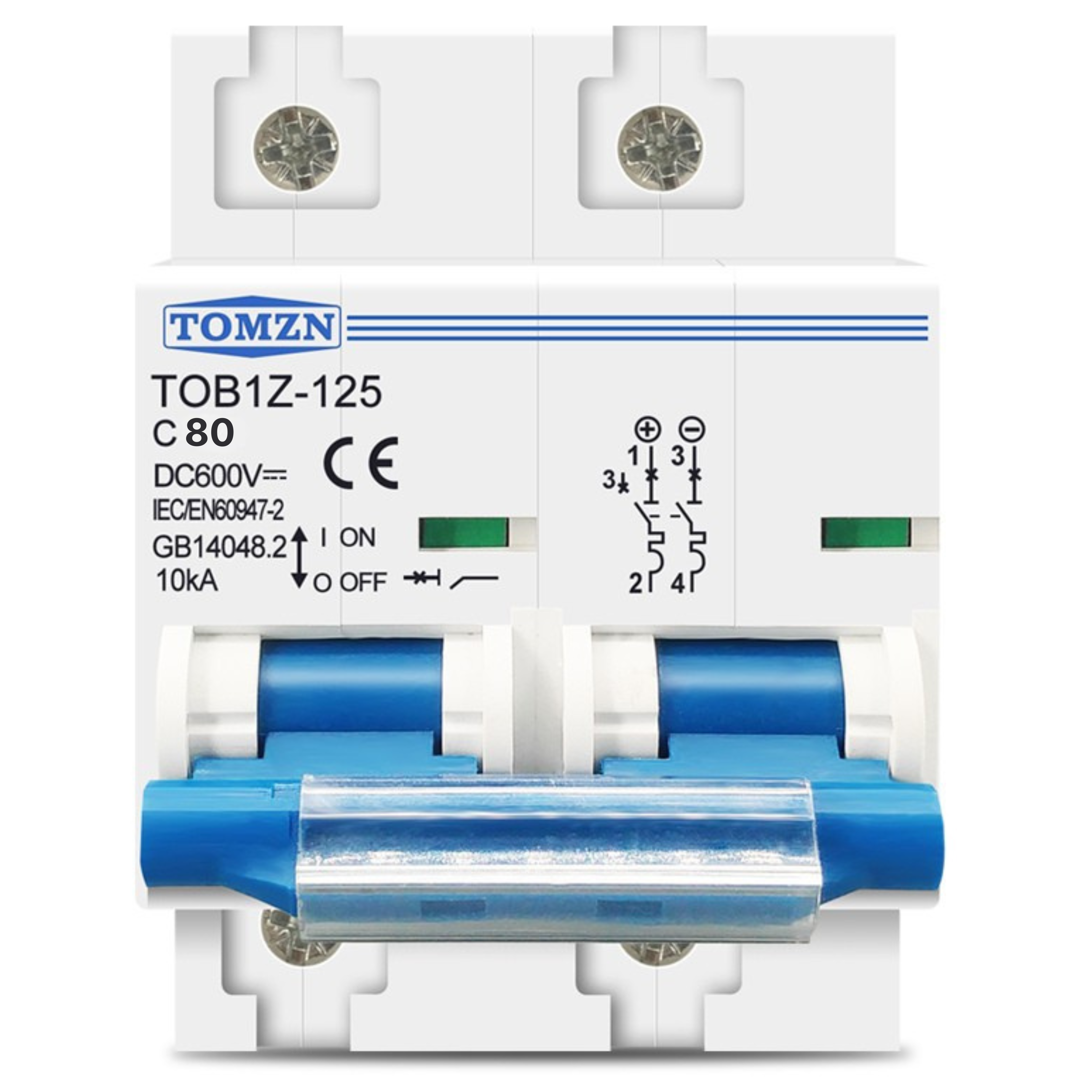 Автоматический выключатель постоянного тока 80 А двухполюсный TOMZN TOB1Z-125 80A 2P DC MCB 600 V (2831188357)