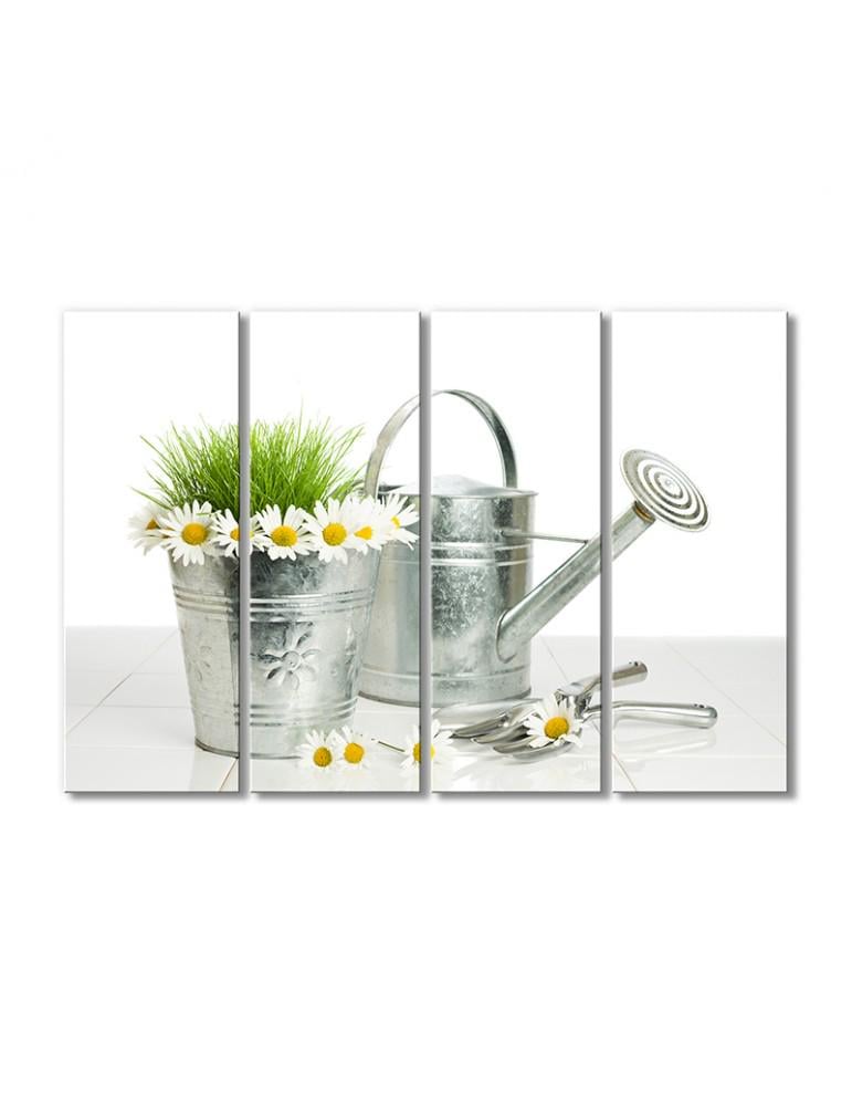 Картина модульная Ромашки в ведерке 4 модуля 70x105 см