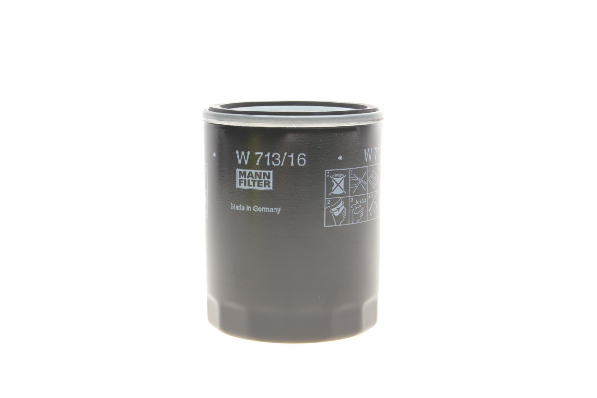 Фильтр масляный Mann-Filter для Citroen Jumpy/Fiat Scudo 1,6 96-07/Doblo 1,6 01-/Punto 1,1-1,6 94-00- (W 713/16)