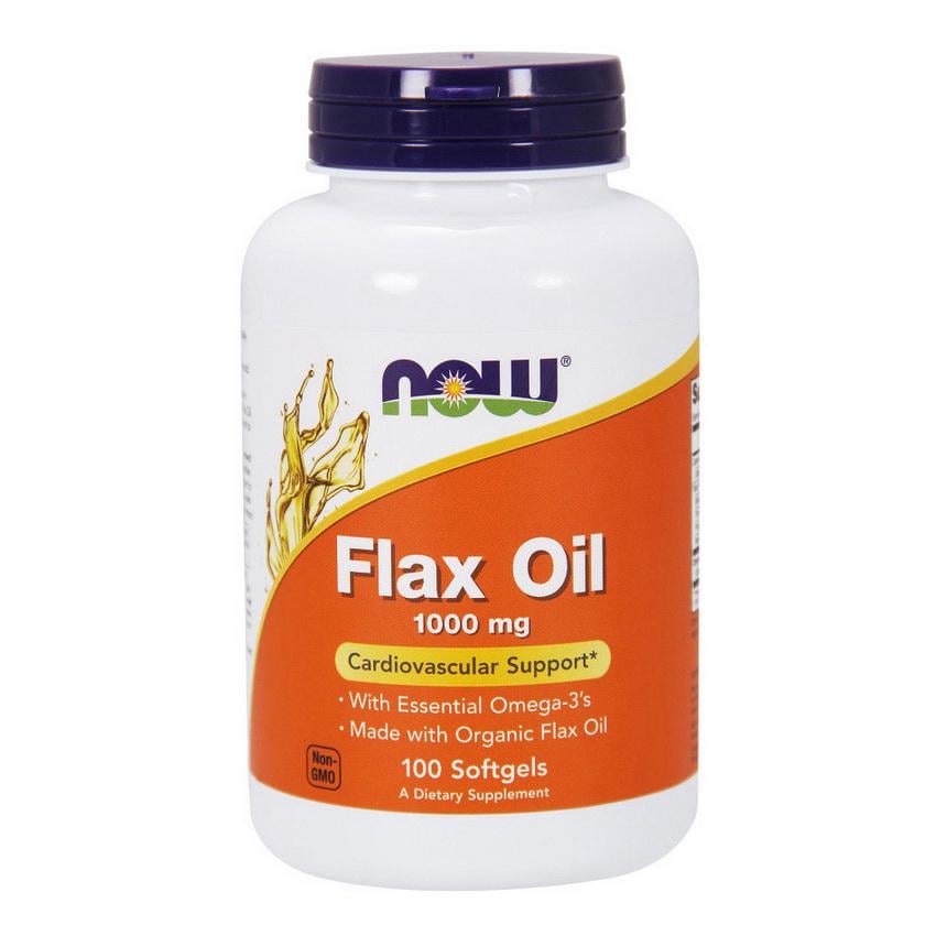Лляна олія органічна холодного віджиму NOW Flax Oil 1000 мг 100 м'яких капс.
