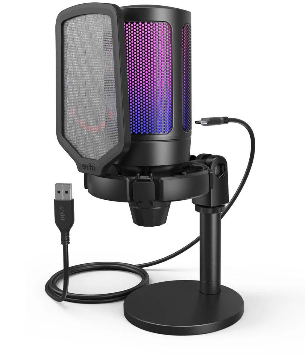 Микрофон FIFINE Ampligame A6V конденсаторный с RGB-подсветкой с треножником (2167078176)