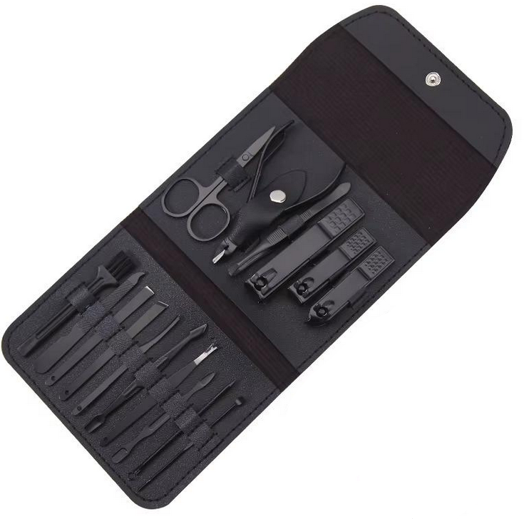 Набір інструментів для манікюру педикюру 16 шт. Чорний