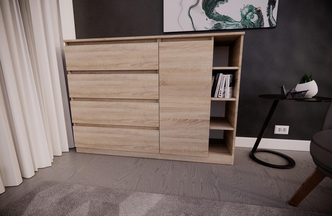 Комод MEBEX на 4 шухляди з боковими полицями 140х40х100 см Дуб Сонома (VERTO4B1400DS)