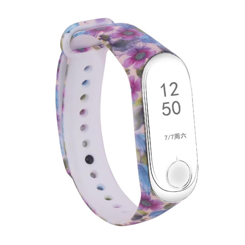 Ремешок силиконовый с рисунком для Xiaomi Mi Band 3/4 Beige (00000026065_30)