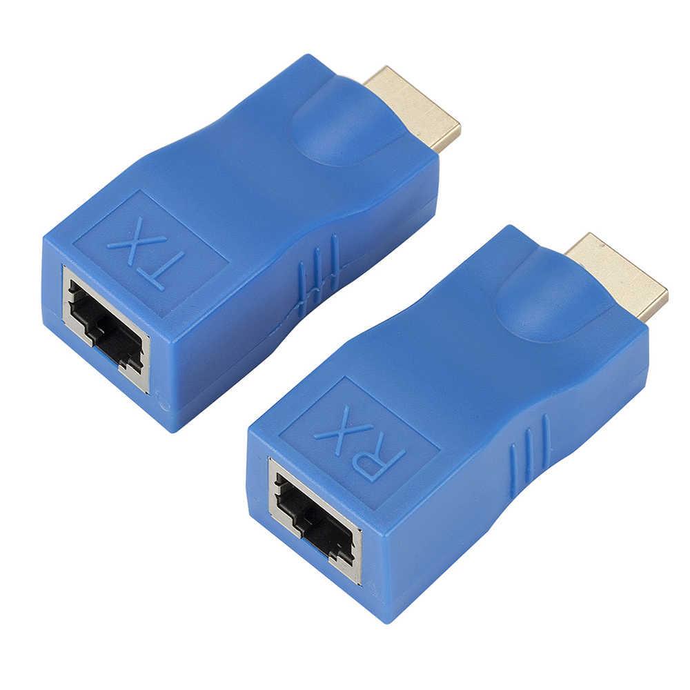 Подовжувач-адаптер HDMI сигналу по кручений парі RJ45 TX+RX до 30 м Blue (3_00983) - фото 2