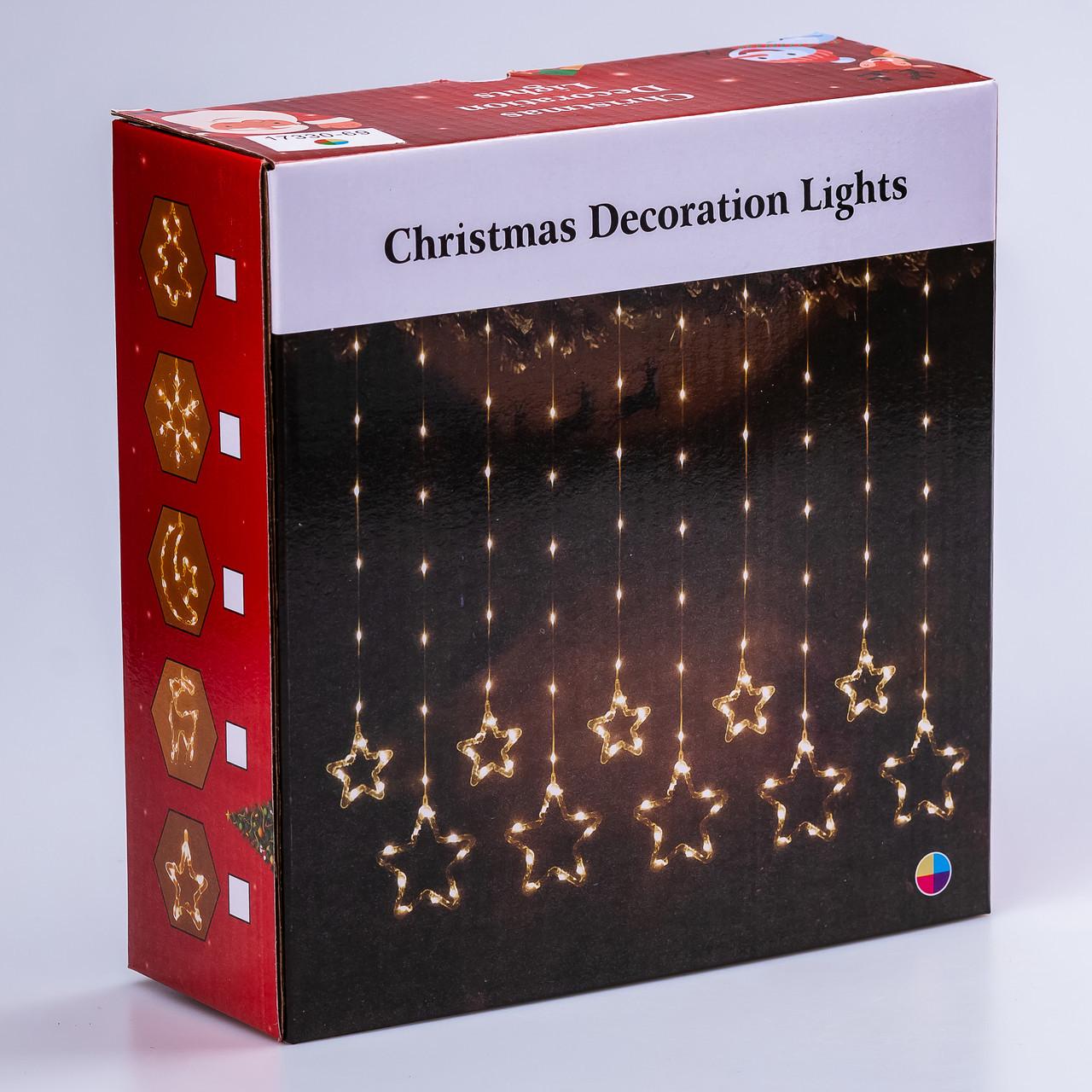 Гірлянда-штора світлодіодна GarlandoPro зірка та ялинка 120 LED 8 режимів 3х0,9 м Жовтий (3045) - фото 7