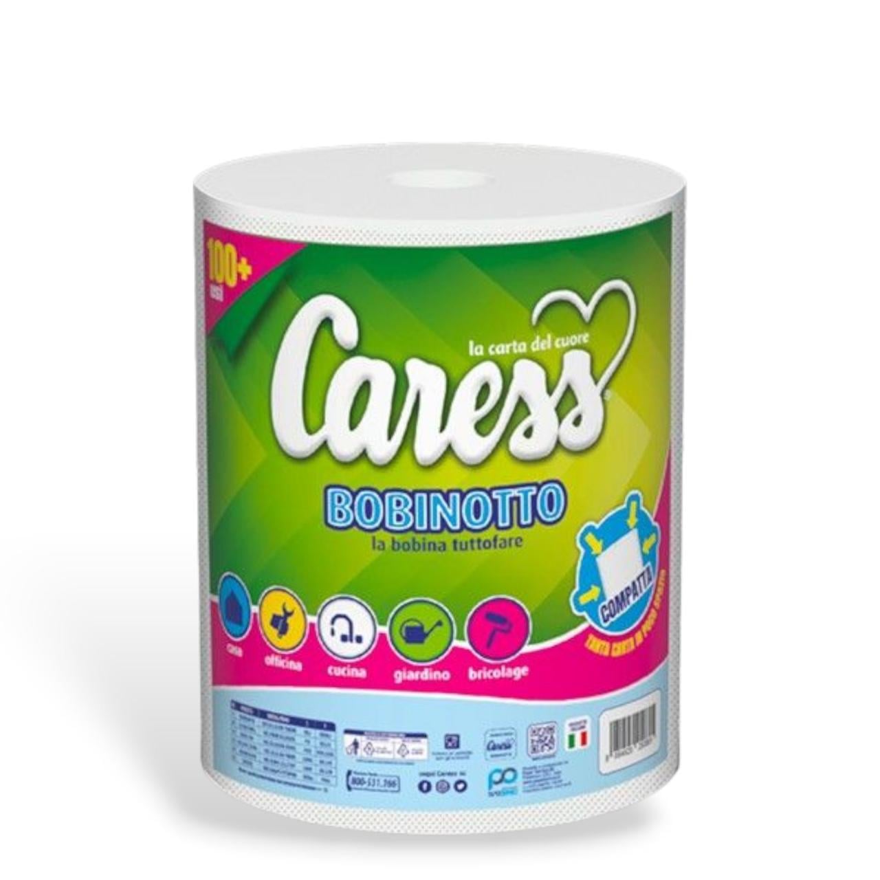 Паперові рушники CARESS BOBINOTTO 2 шари 1 рулон 100 відривів