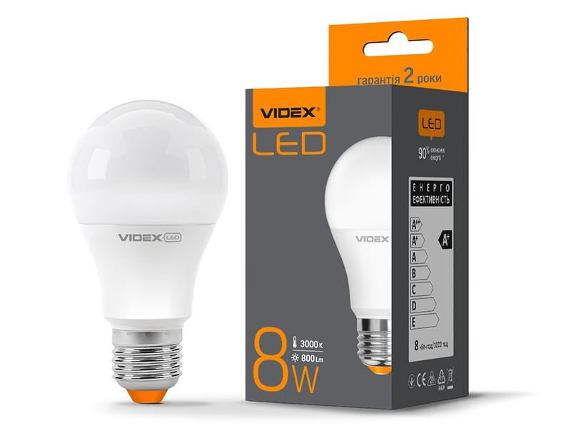 Світлодіодна лампа Videx A60e 8W E27 3000K 220 V (VL-A60e-08273)