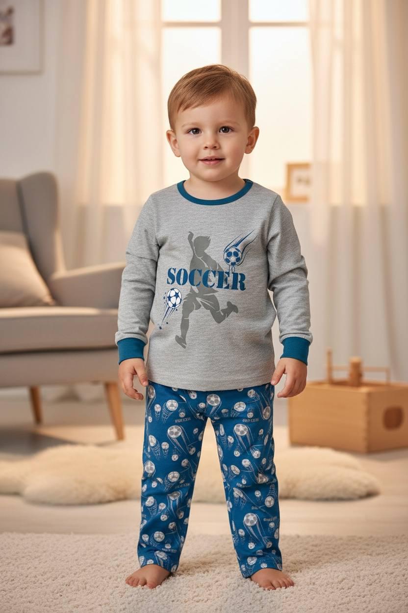 Домашний костюм-пижама для мальчика BAYKAR Футбол р. 1 86-92 см 1-2 года Серый меланж (9623-220)