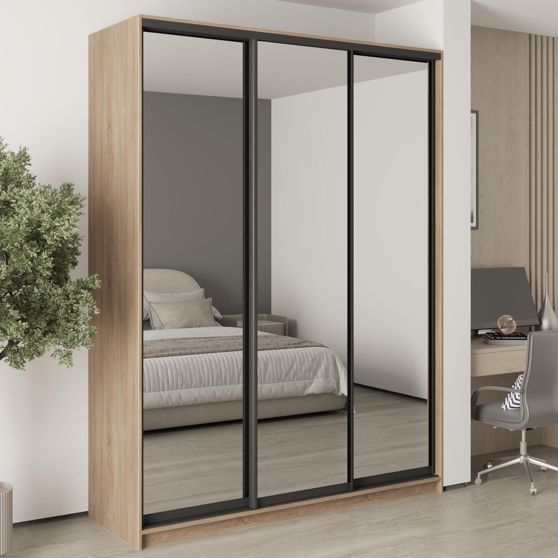 Шкаф-купе трехдверный MebelStar Стандарт BG 3 Зеркала 180x60x240 см Дуб сонома (MBS-8790)