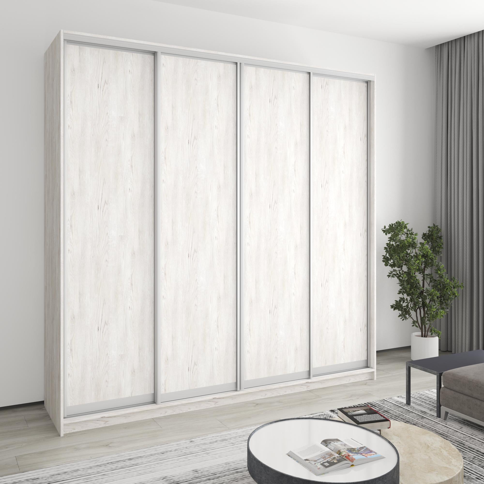 Шкаф-купе четырехдверный MebelStar Комбо AL 4 ДСП 240x60x240 см Аляска серый (MBS-13253) Шкаф-купе четырехдверный MebelStar Комбо AL 4 ДСП 240x60x240 см Аляска серый (MBS-13253)