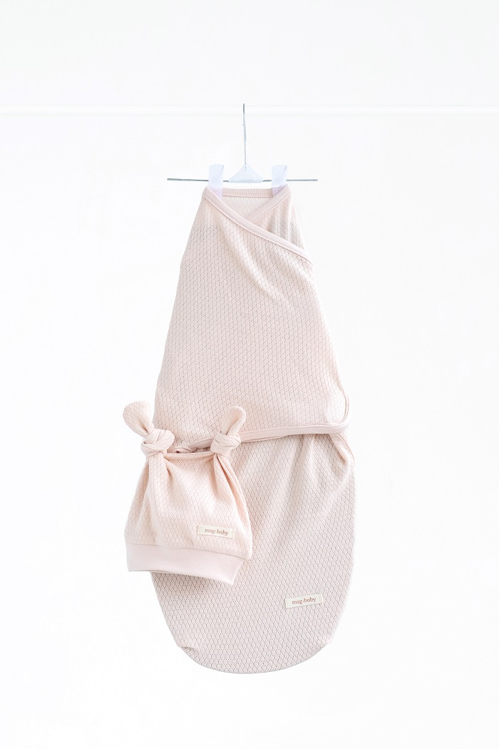 Пелюшка-кокон дитяча з шапочкою літня на липучках Honey 3-6 міс. Вершковий (MG185)