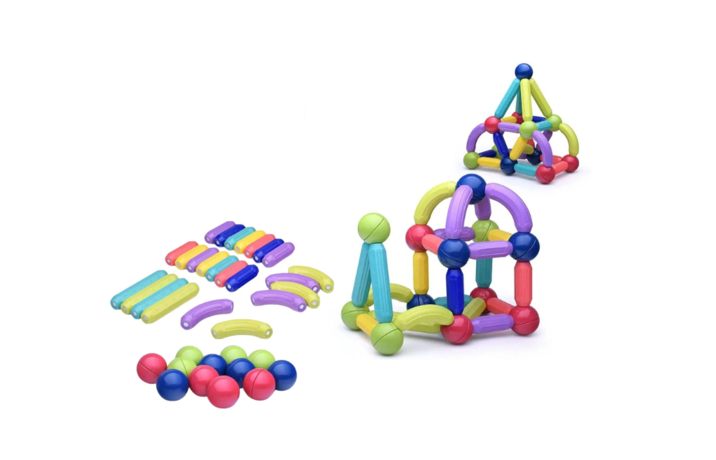 Коструктор магнитный 3D палочки и шарики 64 дет.