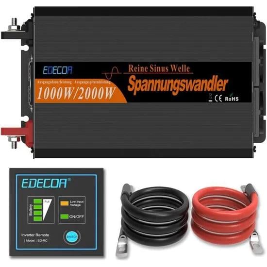 Преобразователь напряжения Edecoa Spannungswandler (две розетки) 12-230 v/1000/2000 w
