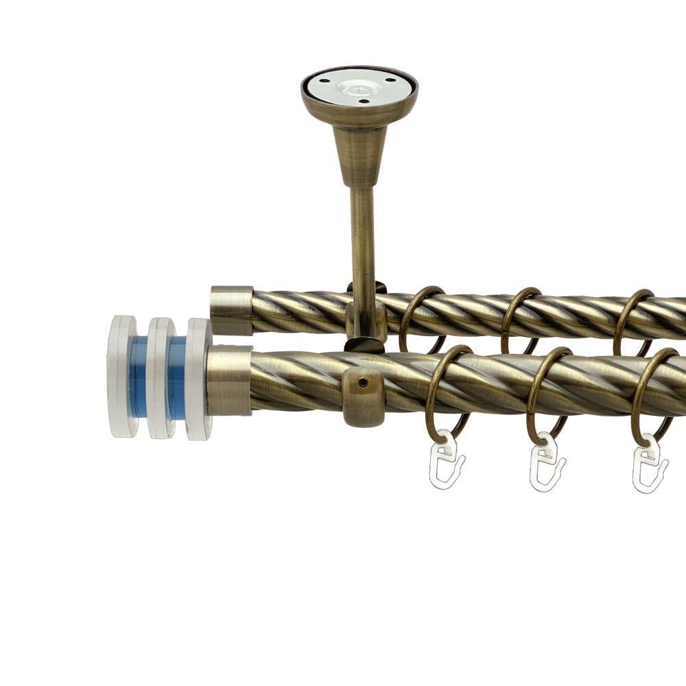Карниз Orvit Акварія металевий дворядний відкритий до стелі скручена труба кільце металеве 25/19 мм 160 см Антик (00-00019042)