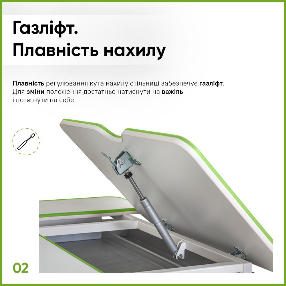 Шкільна ергономічна дитяча парта трансформер Evo-kids TH-320 W/Z Зелений - фото 3