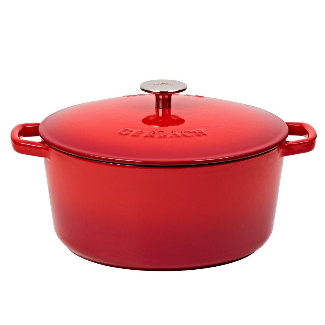 Кастрюля с крышкой чугунная Gerlach Natur Iron с эмалевым покрытием для любых плит и духовки 26 см 5 л Красный (2526479074)