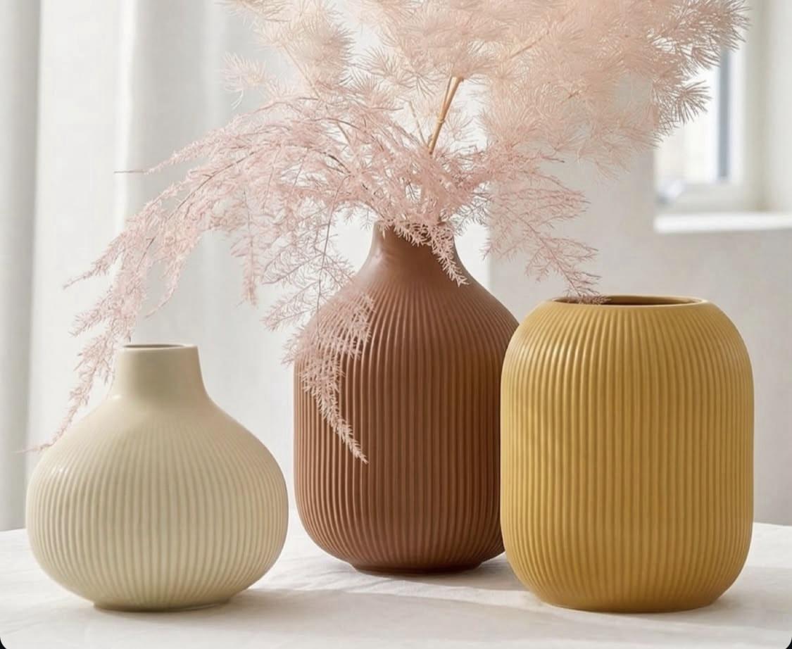 Набор керамических ваз Вельвет 9х12х14 см 3 шт. Разноцветный (930602)