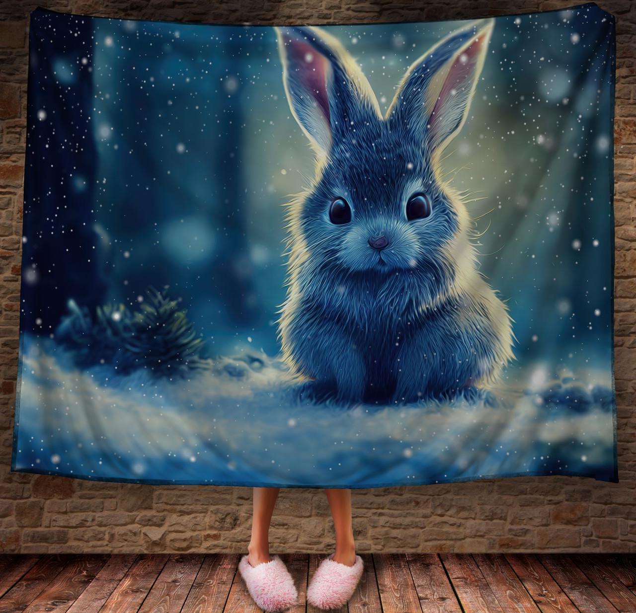 Плед с 3D принтом 14 Кролик в зимнем сказочном лесу 150х200 см (epi_1826)