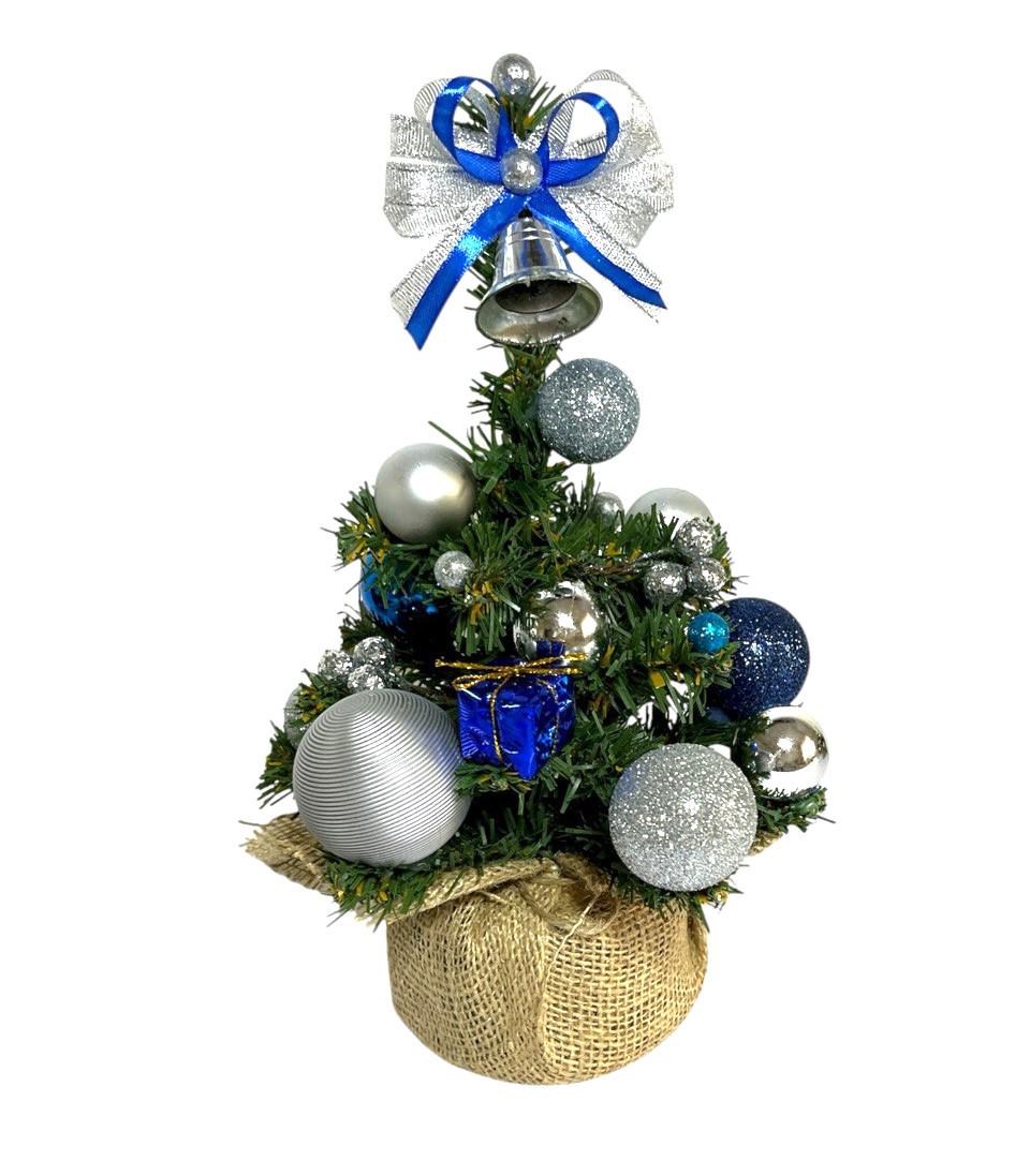 Искусственная елка Таежная 28 см/с декором Сине-серебряный (5564521486)