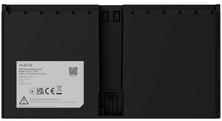 Батарея перезарядна Li-ion для встановлення в EN54 Fire Hub та EN54 Fire ReX Ajax EN54 Internal Battery 72h Black (2896962870)