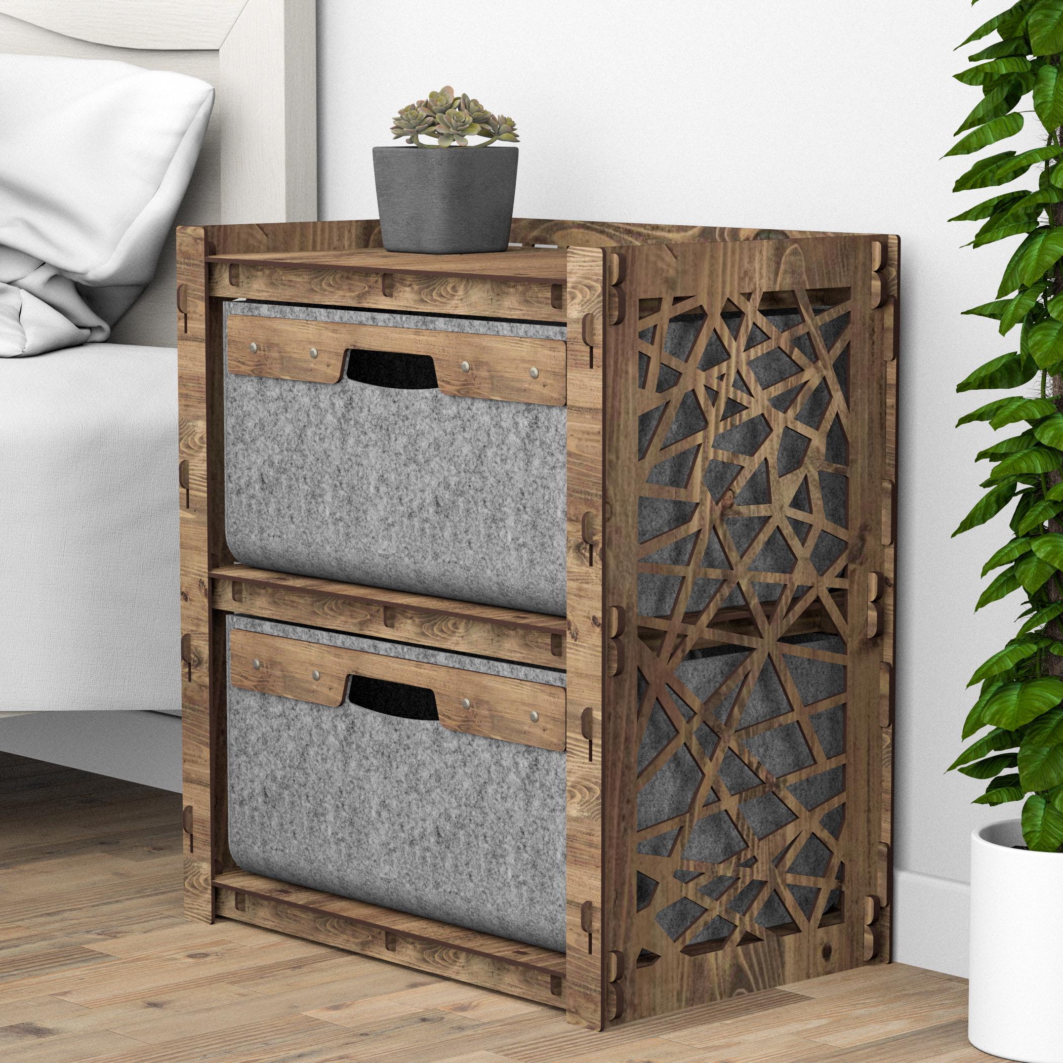 Тумба из дерева прикроватная Hexagonica Crystals на 2 серых ящика 600х528х345 мм (111588) Тумба из дерева прикроватная Hexagonica Crystals на 2 серых ящика 600х528х345 мм (111588)