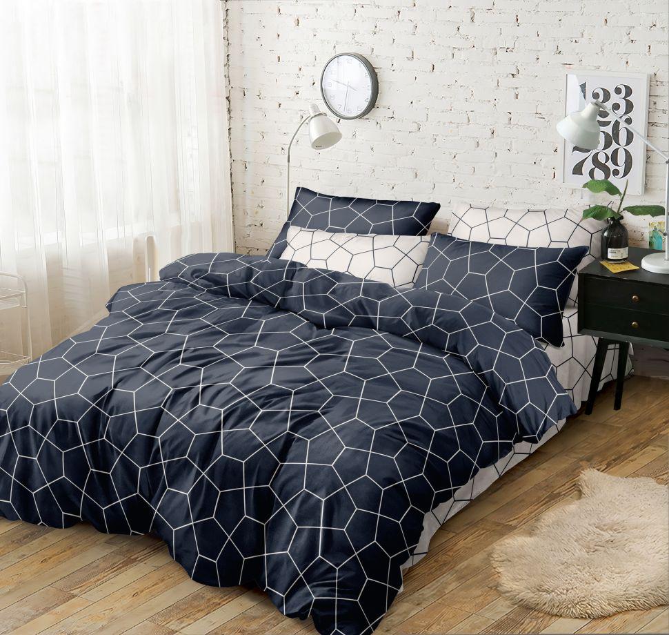 Комплект постельного белья Love you Соты полуторный поплин 203006 Черный (DR010368) Комплект постельного белья Love you Соты полуторный поплин 203006 Черный (DR010368)