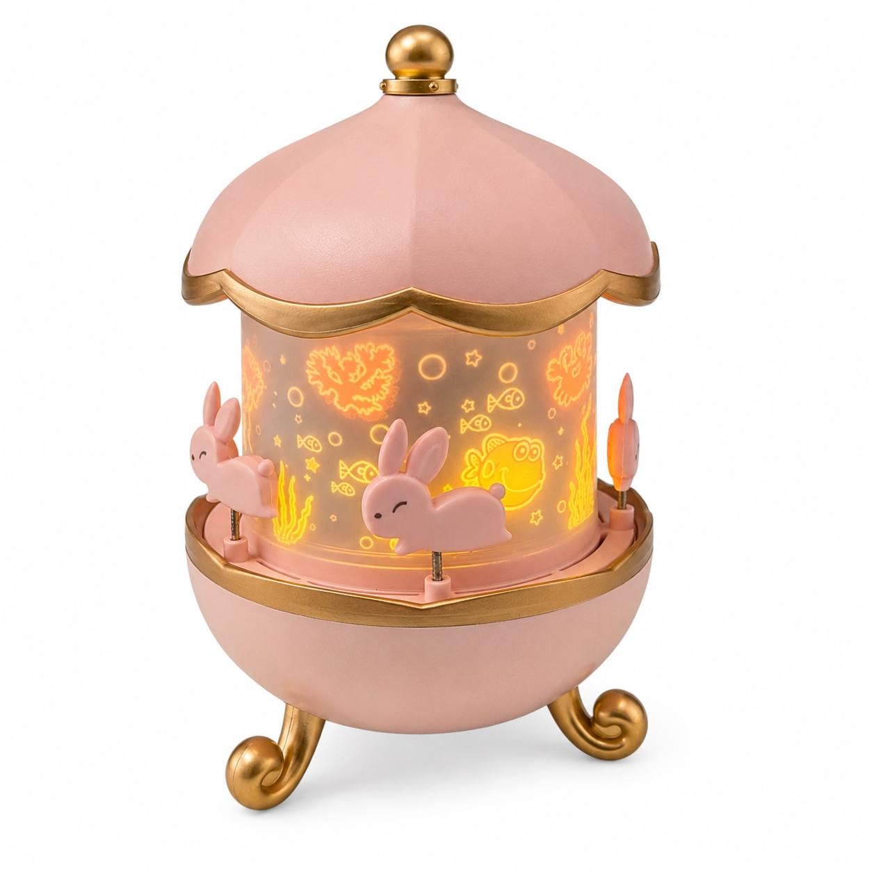 Нічник-проектор дитячий Bunny's Carousel з Bluetooth музикою та пультом Рожевий (M1114) Нічник-проектор дитячий Bunny's Carousel з Bluetooth музикою та пультом Рожевий (M1114)
