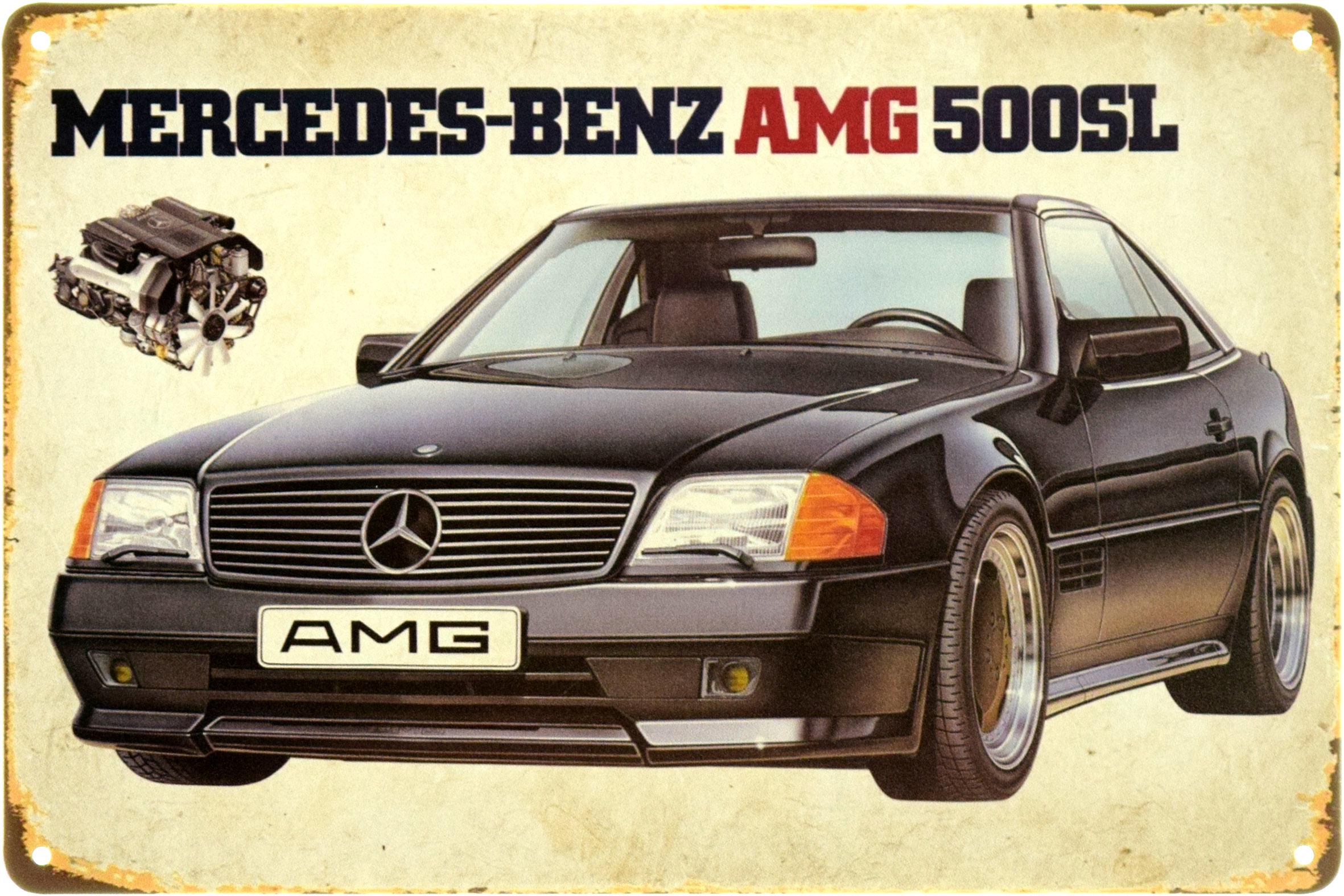 Табличка металлическая "Mercedes-Benz AMG 500SL" 20x30 см (ms-104104)