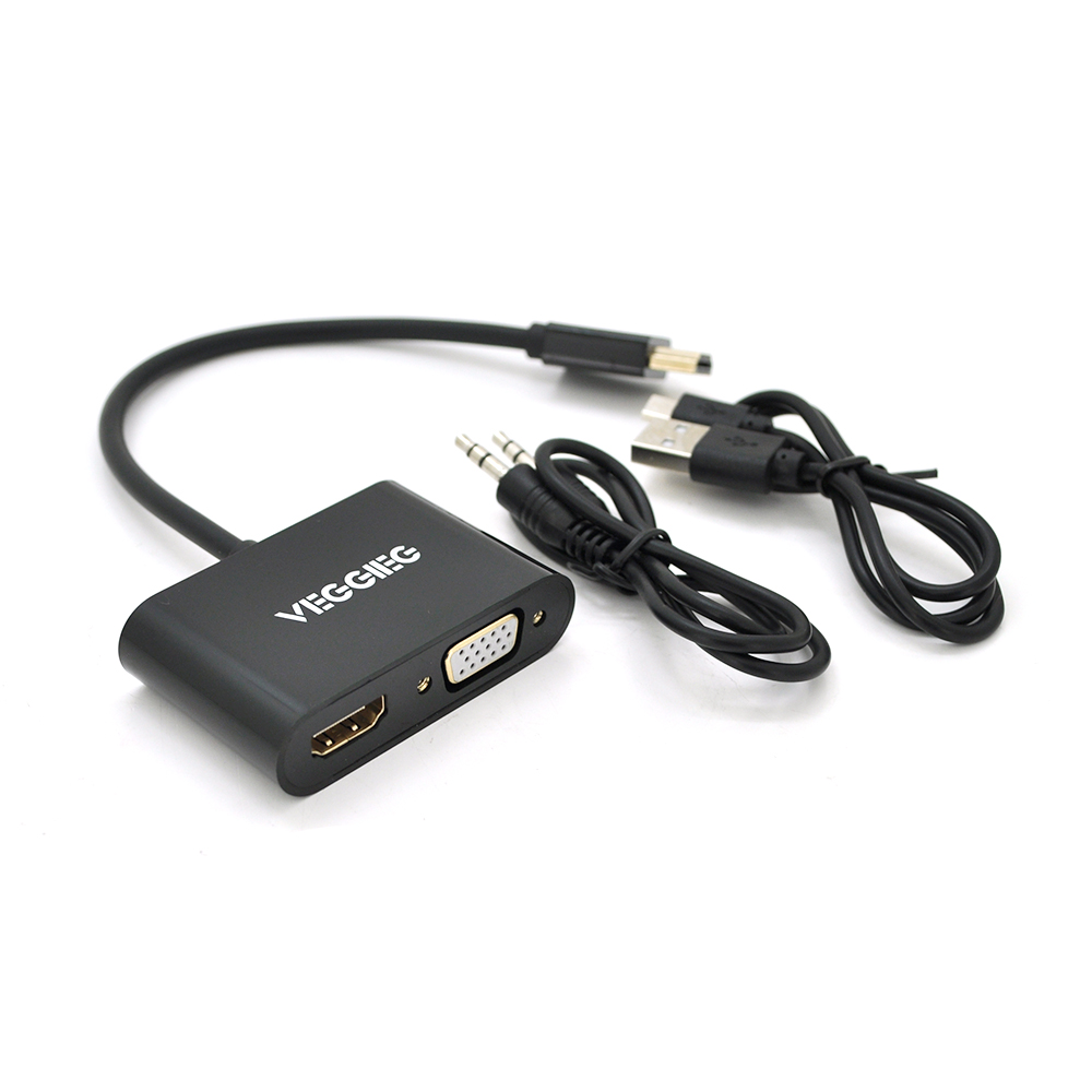 Конвертер Veggieg H-V500 HDMI тато VGA мама HDMI мама 25 см Чорний (YUT_V4642) Конвертер Veggieg H-V500 HDMI тато VGA мама HDMI мама 25 см Чорний (YUT_V4642)