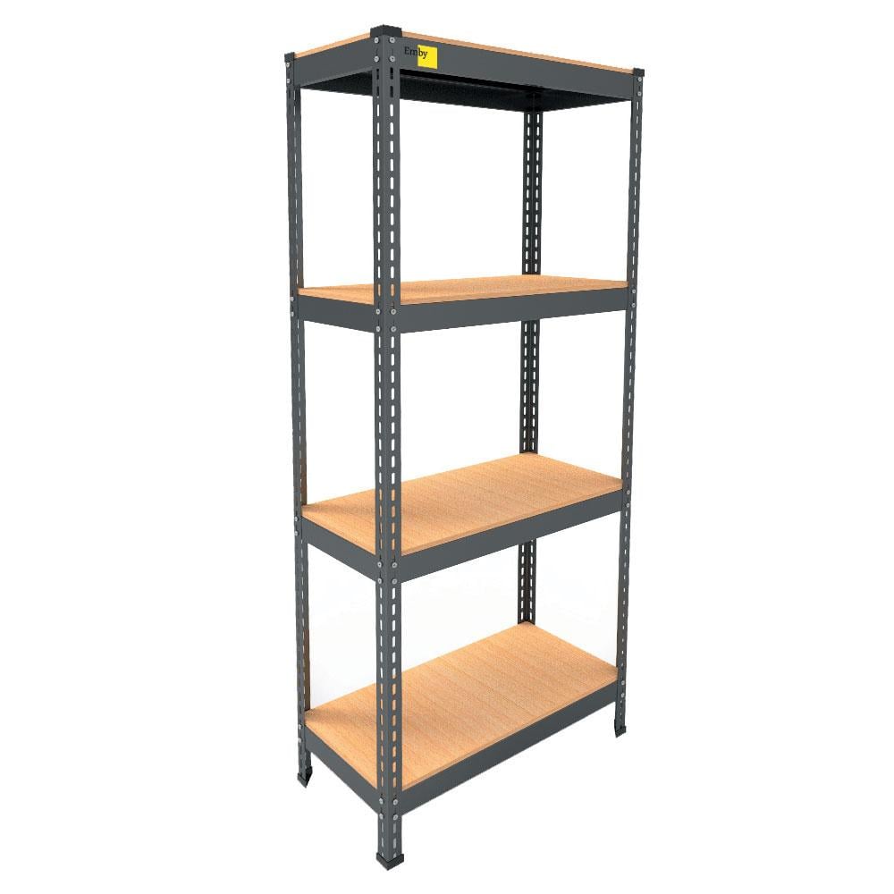 Стелаж металевий Emby Light Series 4 полиці ДСП до 100 кг 1500х600x300 мм Чорний (65d33a276fb0382fce23f04a)
