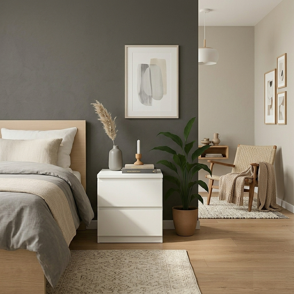 Тумба прикроватная MEBEX на 2 ящика 40х40х54,4 см Белый (VS2B400WH) Тумба прикроватная MEBEX на 2 ящика 40х40х54,4 см Белый (VS2B400WH)