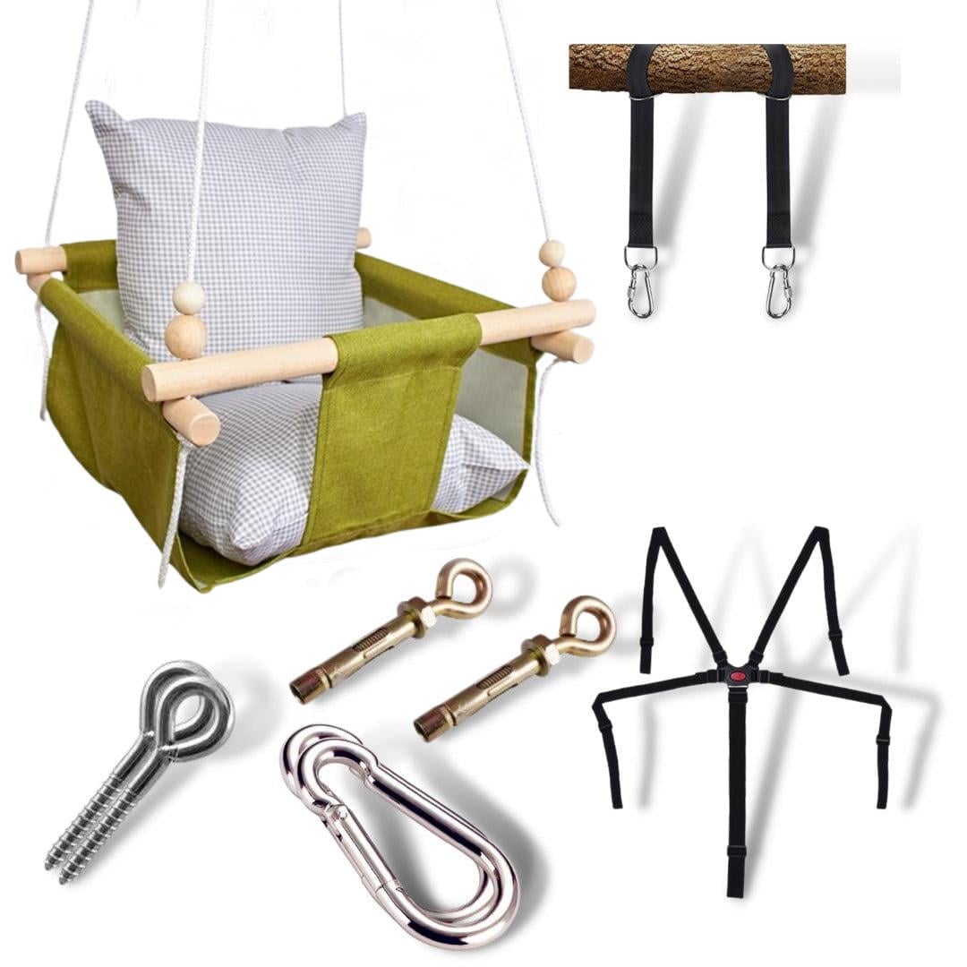 Детская качеля Infancy в клетку Серый/Зеленый (9903337)