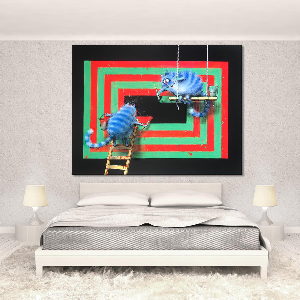 Модульная картина Коты рисуют абстракцию 1 модуль 60x90 см (_rinaz_199_010)