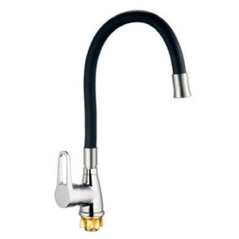 Смеситель для кухни MIXXUS SOP4-045 Reflector с черным силиконовым изливом Black (MI6487)
