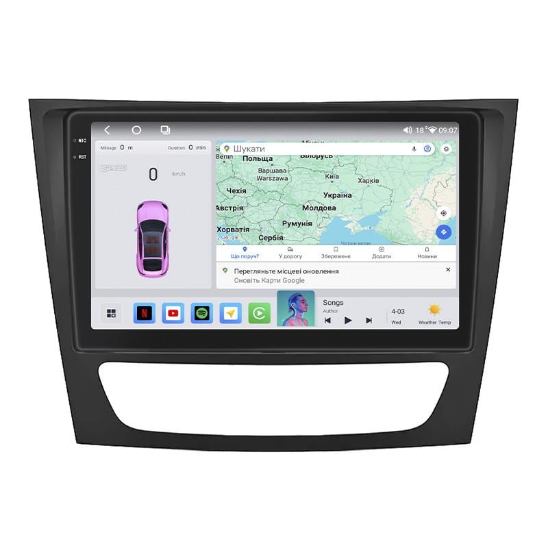 Автомагнитола Lesko для Mercedes-Benz E-класс III W211, S211 2002 9" 4/64 QLED CarPlay 4G Wi-Fi 360