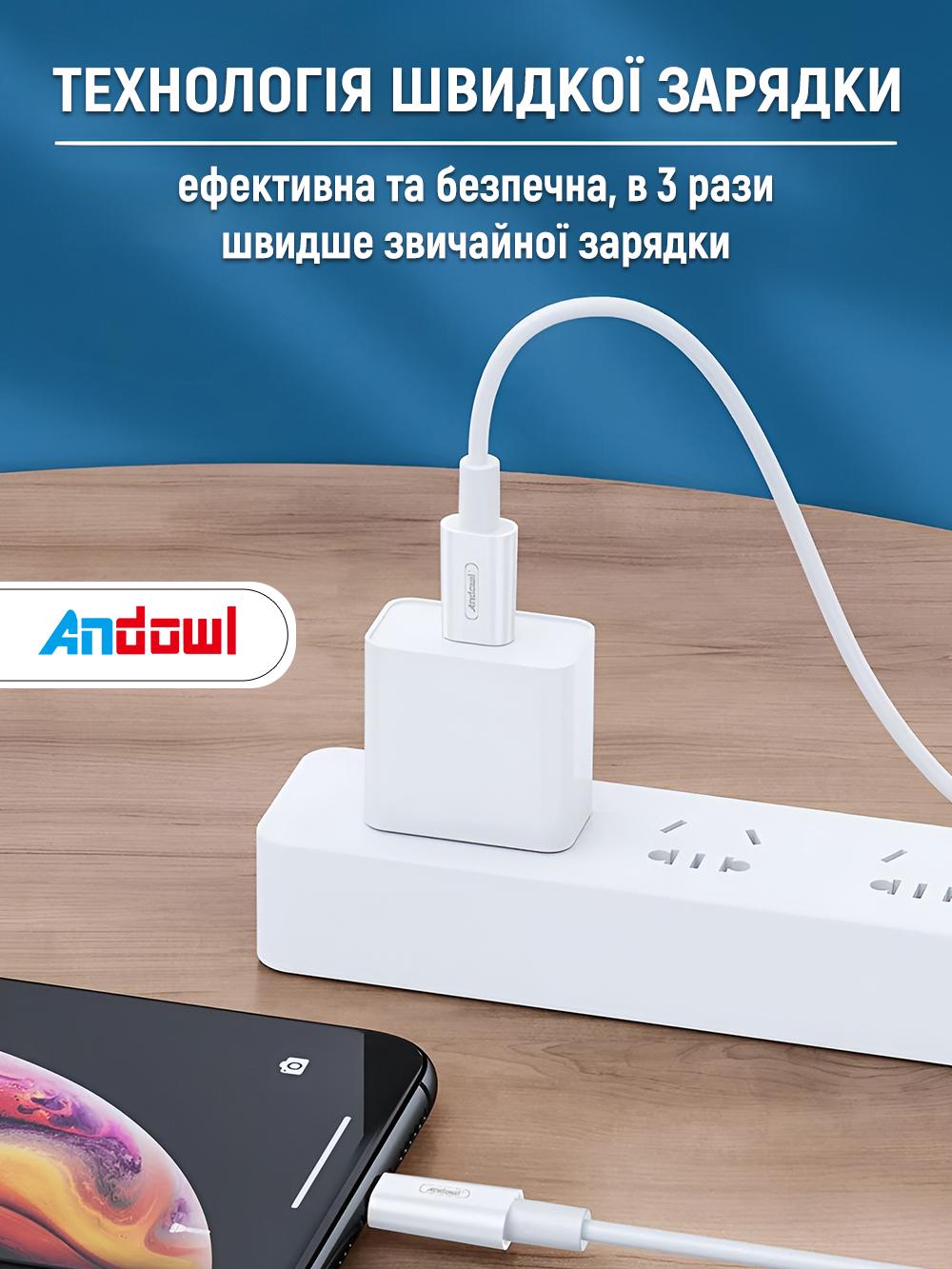 Кабель швидкої зарядки Type-C to Type-C Andowl Q-SJ230X1 60 W для смартфонів ноутбуків планшетів 1 м Білий (3b01f9fc) - фото 5 Кабель швидкої зарядки Type-C to Type-C Andowl Q-SJ230X1 60 W для смартфонів ноутбуків планшетів 1 м Білий (3b01f9fc) - фото 5