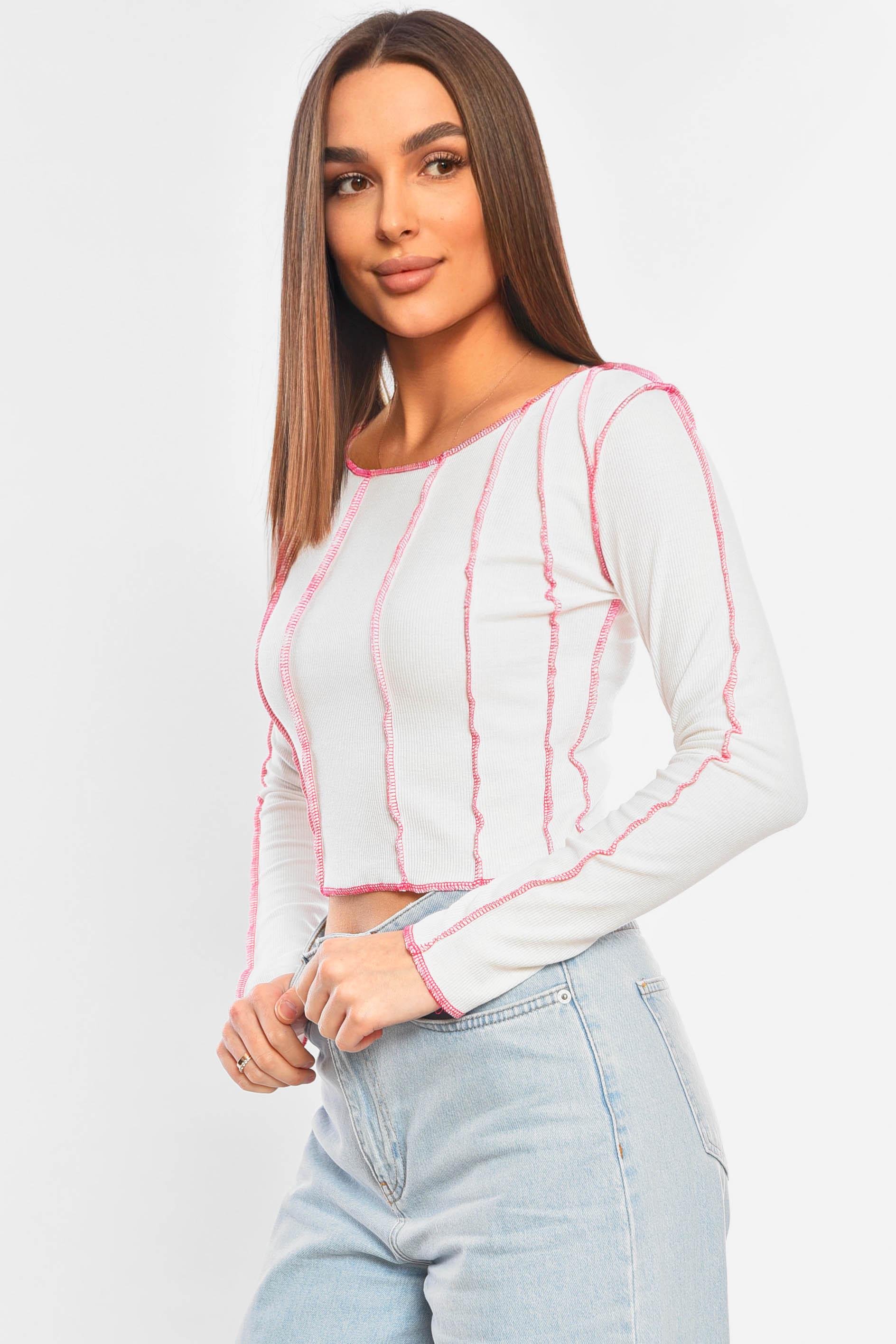 Кофта жіноча 201338 в рубчик M-L Білий (201338_!312596_44-46) - фото 2 Кофта жіноча 201338 в рубчик M-L Білий (201338_!312596_44-46) - фото 2